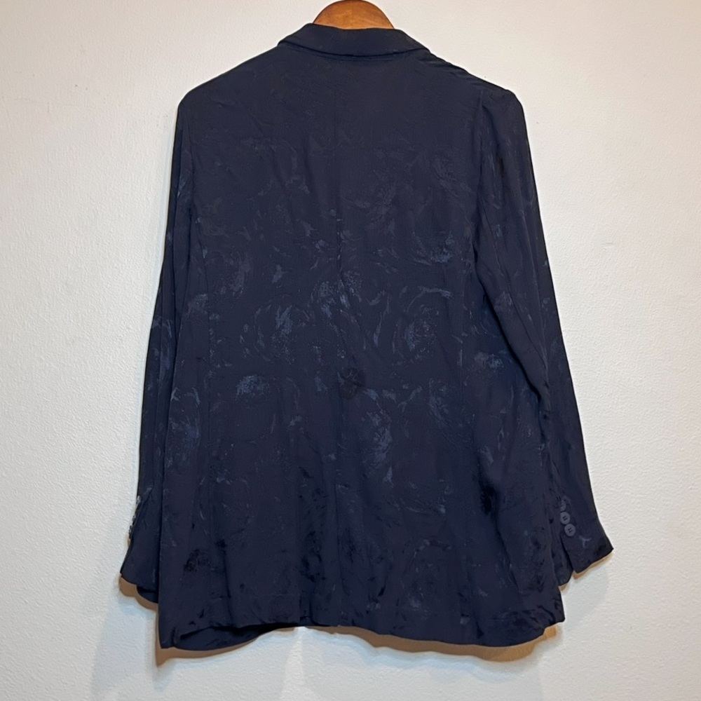 Zara Relaxed Fit Black Satin Floral Blazer - Picture 7 of 12